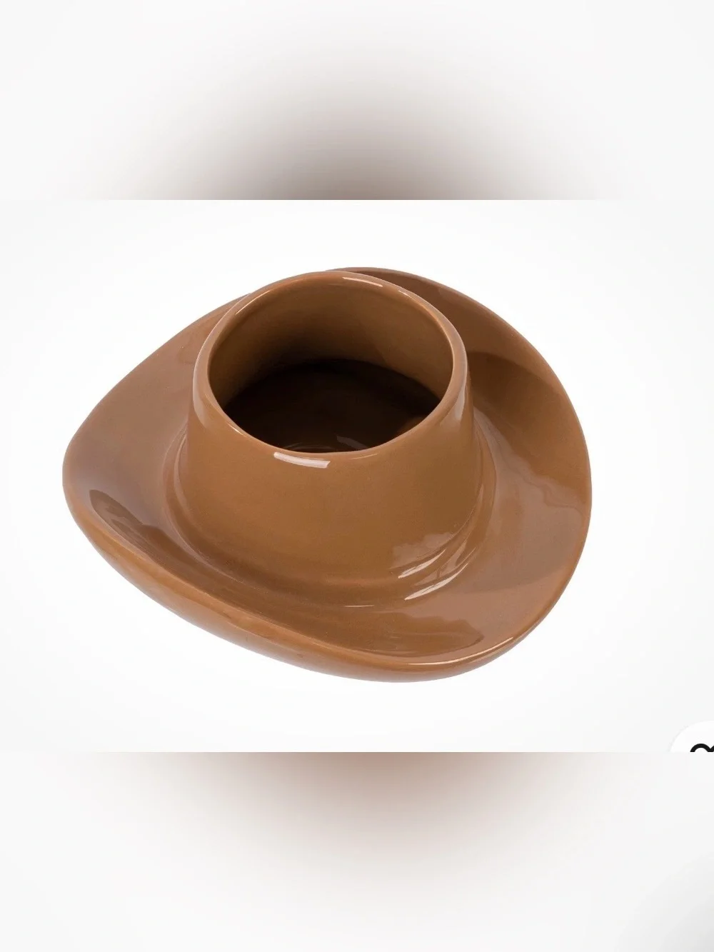 Ceramic Cowboy Hat Planter in Warm Brown 7”x6.5”.3”H : NEW